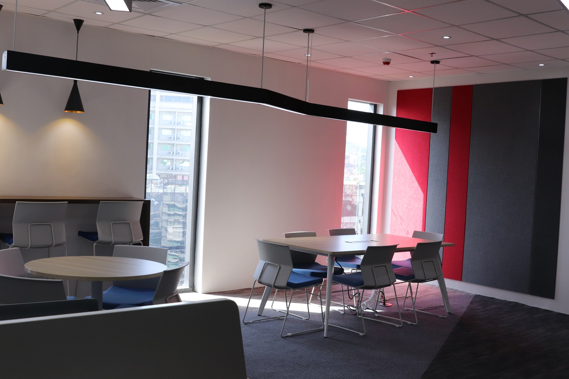 Office lounge and informal meeting tables.