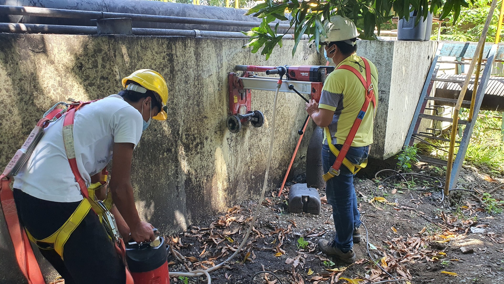 Drilling works at the treatment facility.