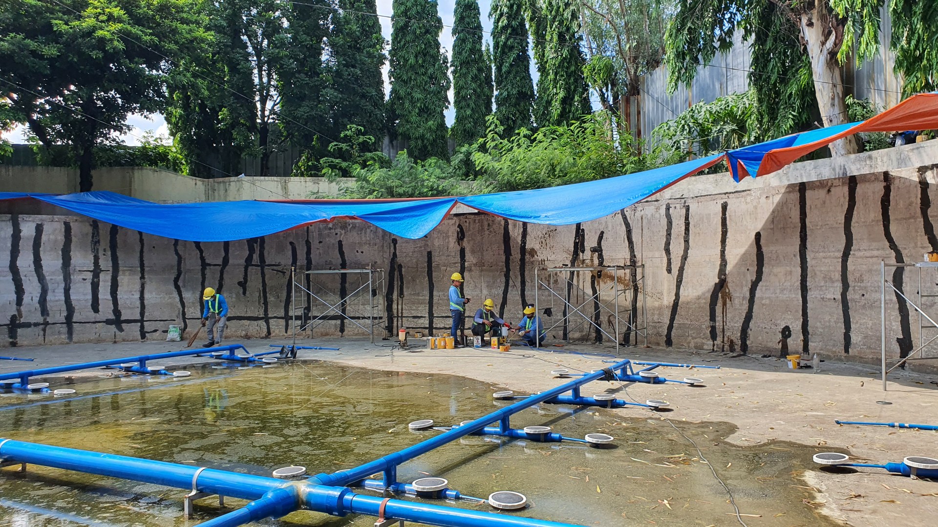 STP basin during rehabilitation at Cebu Business Park.