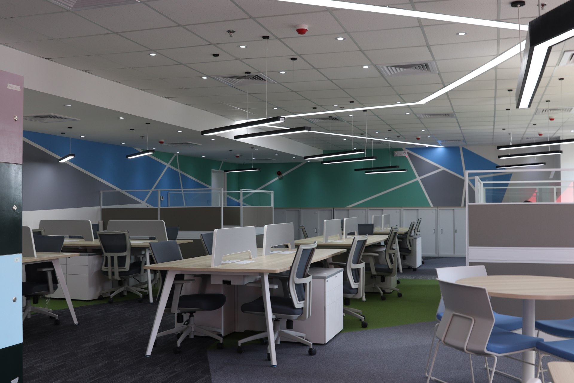 Completed Manila Water Cebu office fit-out with workstations and meeting spaces